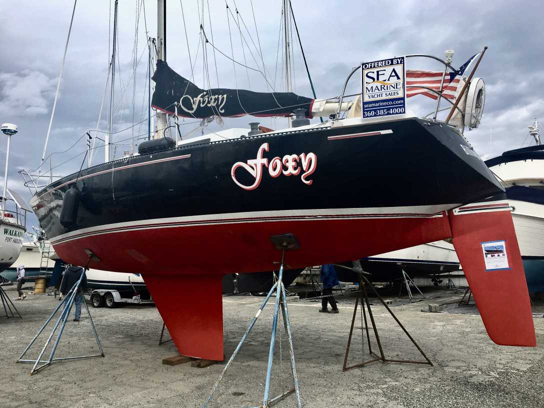 Foxy yacht in Port Townsend Washington boat yard
