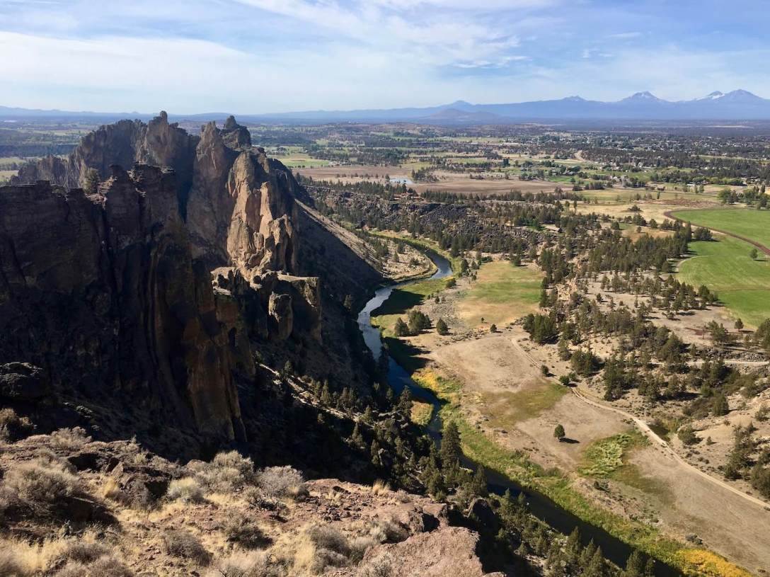 Looking West from the Misery Ridge Trail at the Cascade Mountains, Smith Rock State Park in Oregon