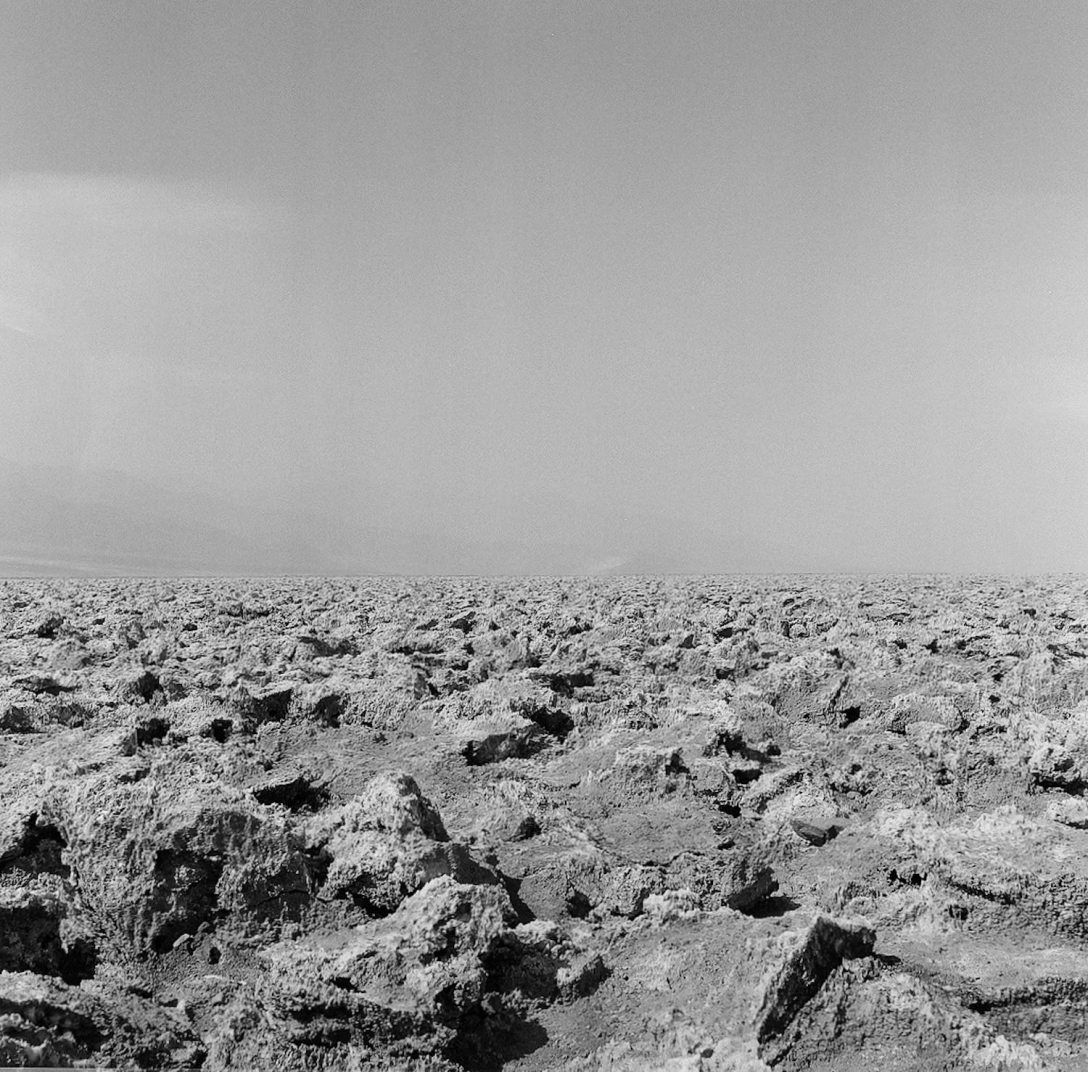 Medium format 120 mm monochrome film photography the Devil's Golf Course in Death Valley National Park