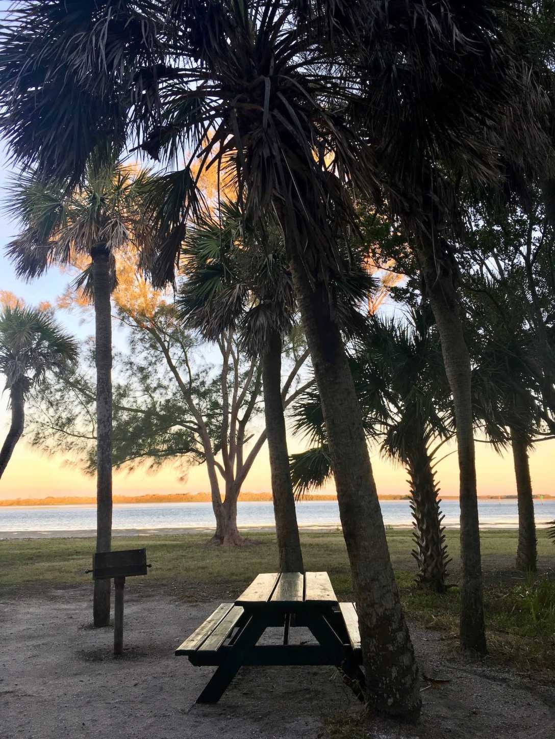 Waterfront campsite at Fort De Soto Park near St. Pete, Florida